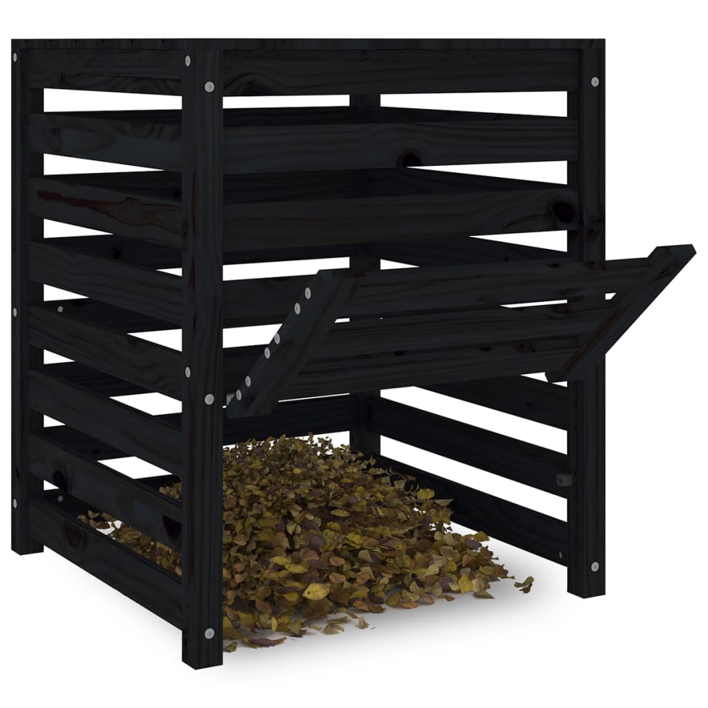 Komposto dėžė, juoda, 63,5×63,5×77,5cm, pušies medienos masyvas Komposto dėžė, juoda, 63,5x63,5x77,5cm, pušies medienos masyvas - Image 4