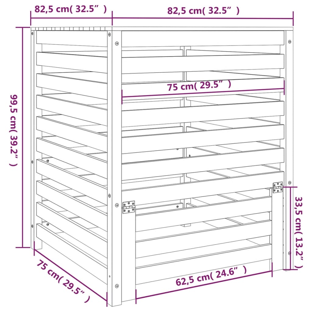Komposto dėžė, 82,5×82,5×99,5cm, pušies medienos masyvas Komposto dėžė, 82,5x82,5x99,5cm, pušies medienos masyvas