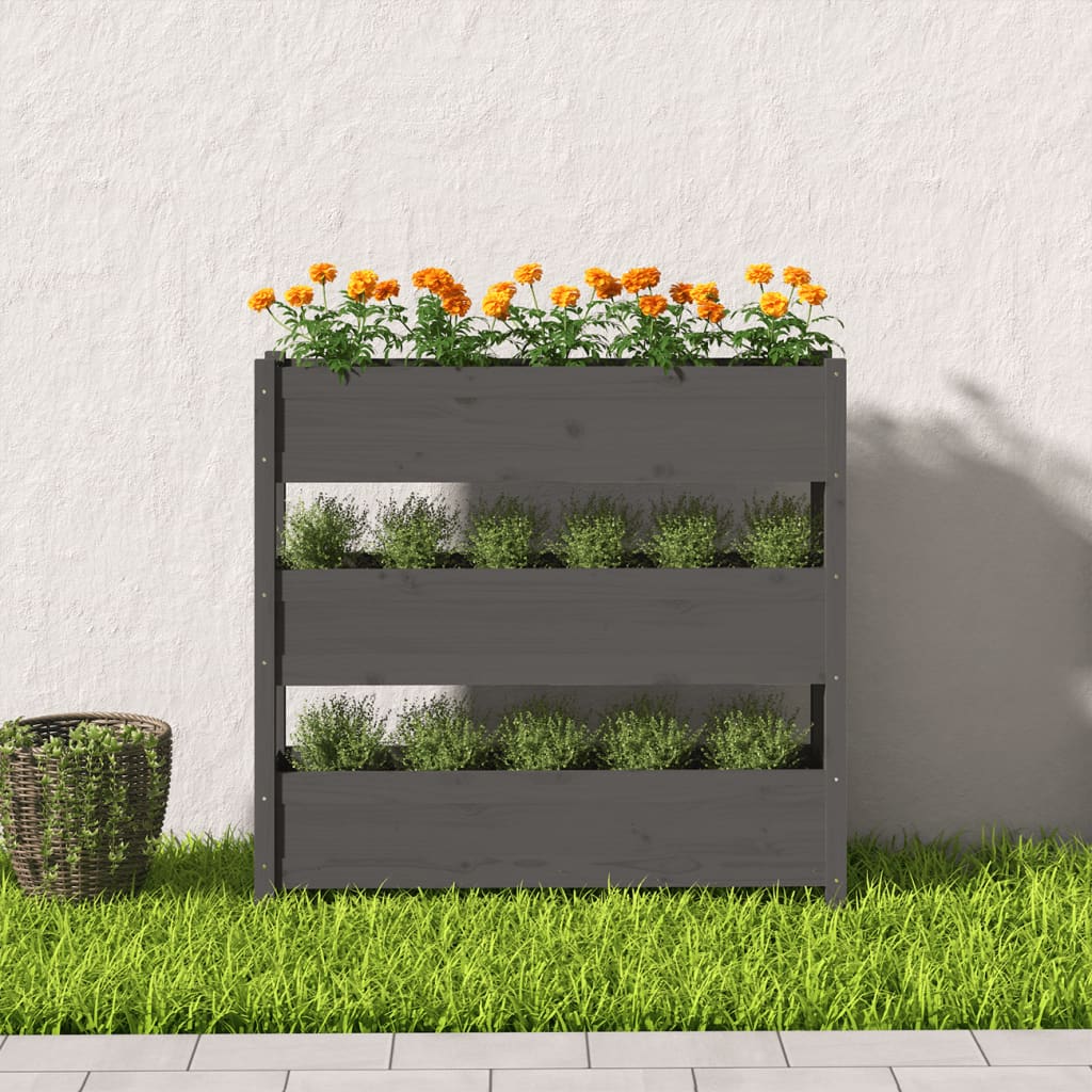Lovelis, pilkas, 112x25x104,5cm, pušies medienos masyvas Lovelis, pilkas, 112x25x104,5cm, pušies medienos masyvas - Image 3