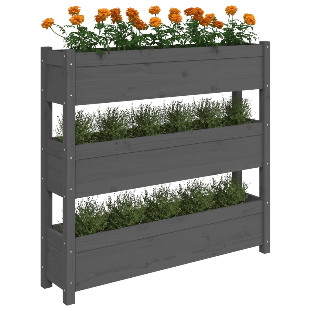 Lovelis, pilkas, 112x25x104,5cm, pušies medienos masyvas Lovelis, pilkas, 112x25x104,5cm, pušies medienos masyvas - Image 4