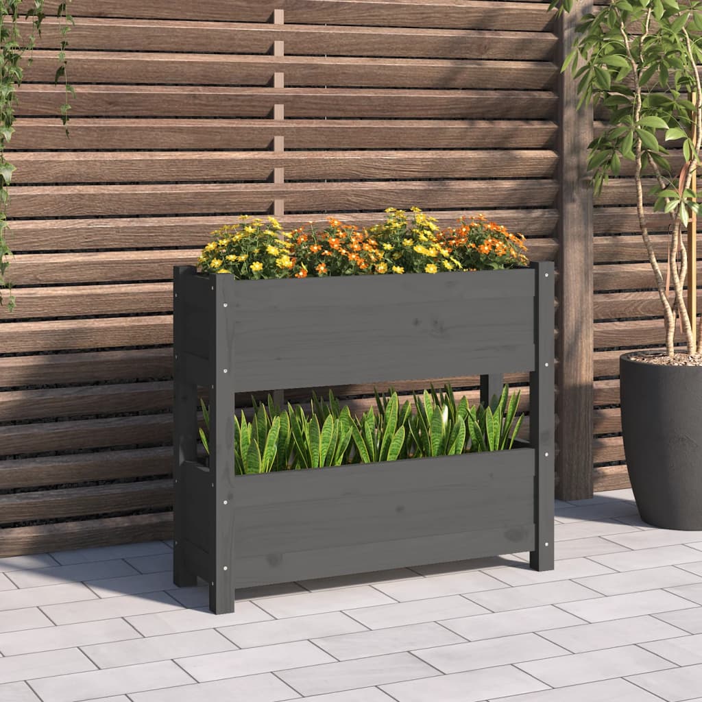 Lovelis, pilkos spalvos, 77x25x66cm, pušies medienos masyvas Lovelis, pilkos spalvos, 77x25x66cm, pušies medienos masyvas - Image 2