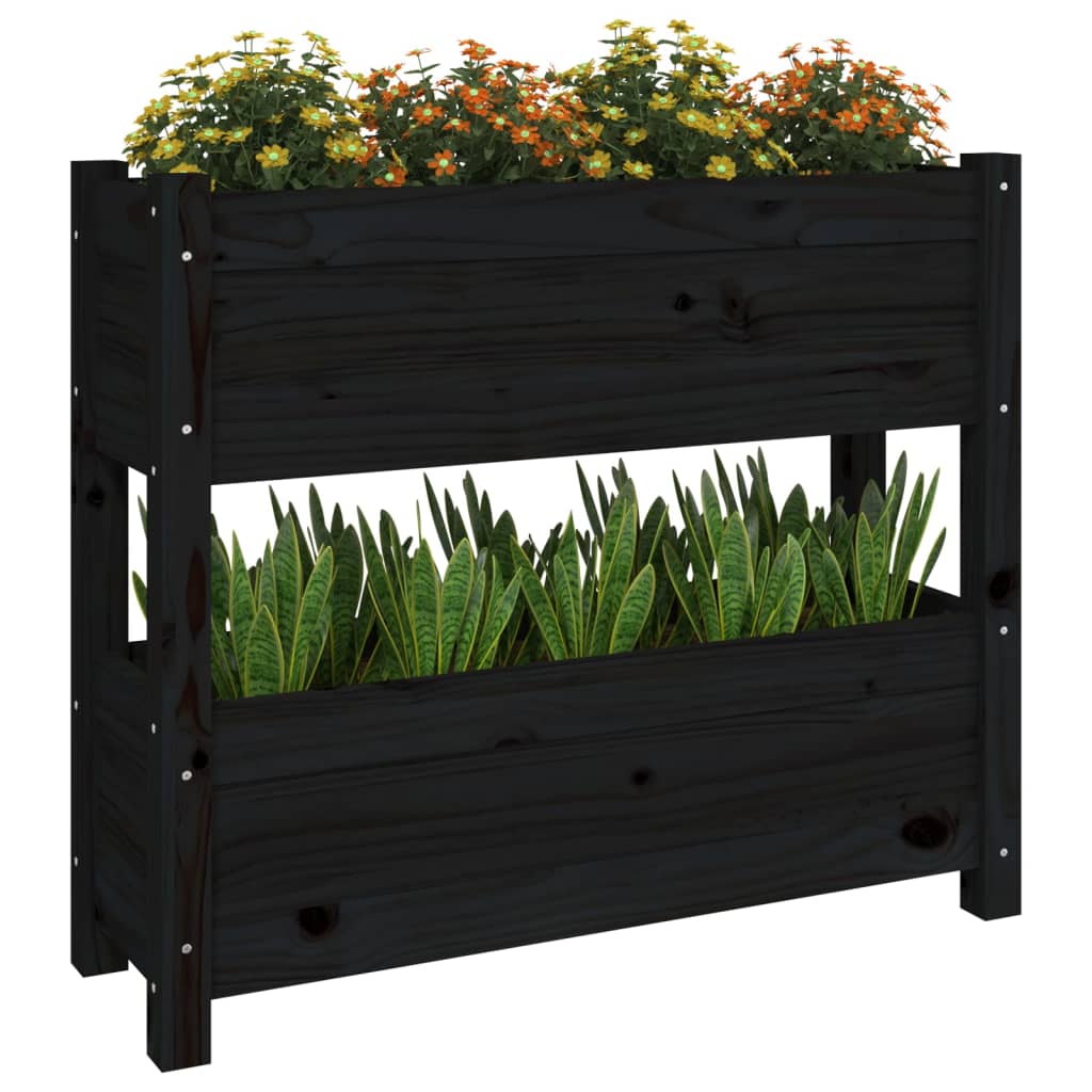 Lovelis, juodos spalvos, 77x25x66cm, pušies medienos masyvas Lovelis, juodos spalvos, 77x25x66cm, pušies medienos masyvas - Image 4