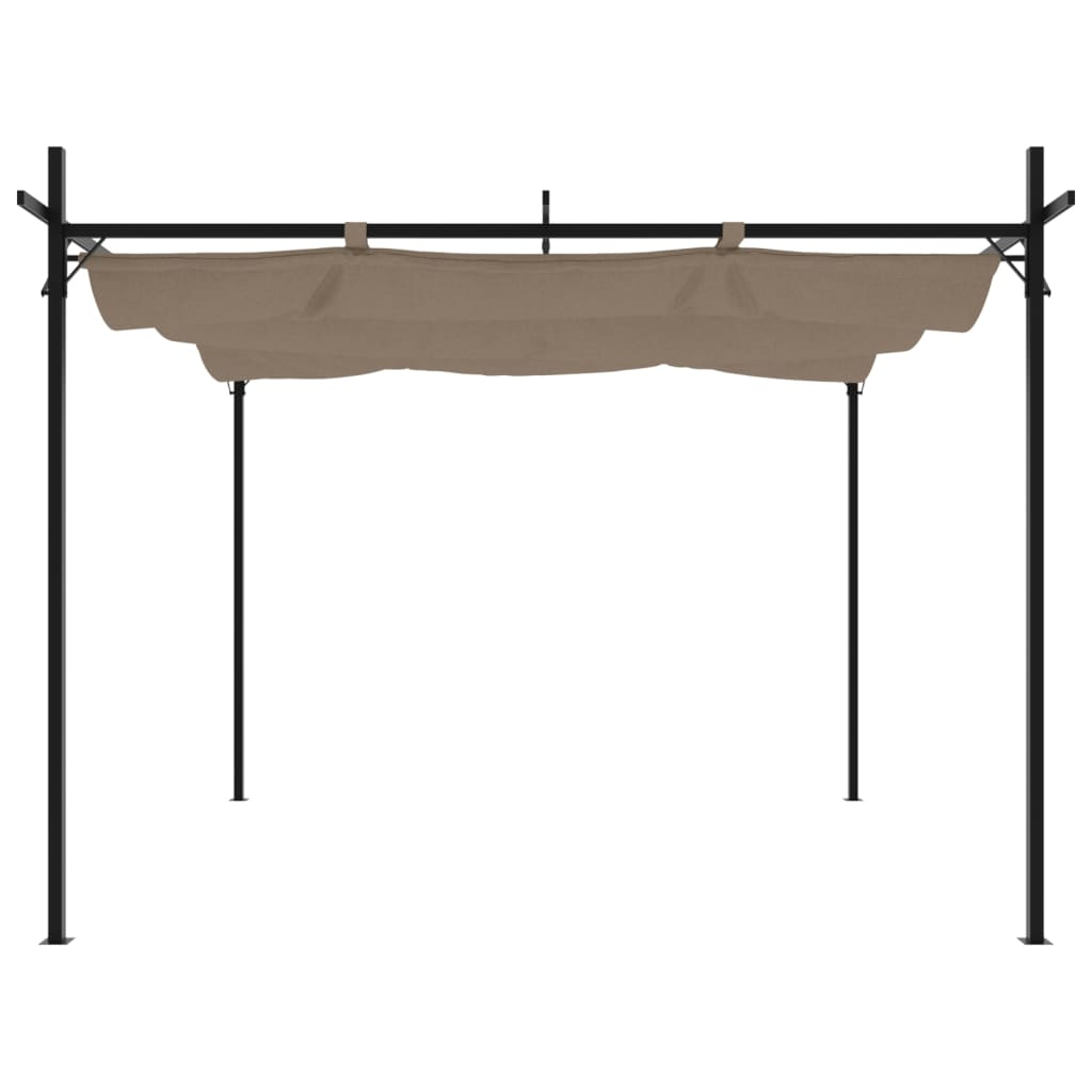 Pergolė su ištraukiamu stogu, taupe spalvos, 295x292x230cm Pergolė su ištraukiamu stogu, taupe spalvos, 295x292x230cm - Image 3