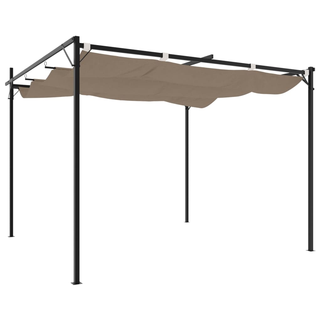 Pergolė su ištraukiamu stogu, taupe spalvos, 295x292x230cm Pergolė su ištraukiamu stogu, taupe spalvos, 295x292x230cm - Image 5