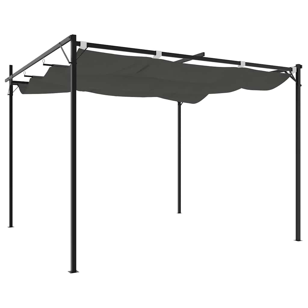 Pergolė su ištraukiamu stogu, antracito spalvos, 295x292x230cm Pergolė su ištraukiamu stogu, antracito spalvos, 295x292x230cm - Image 5