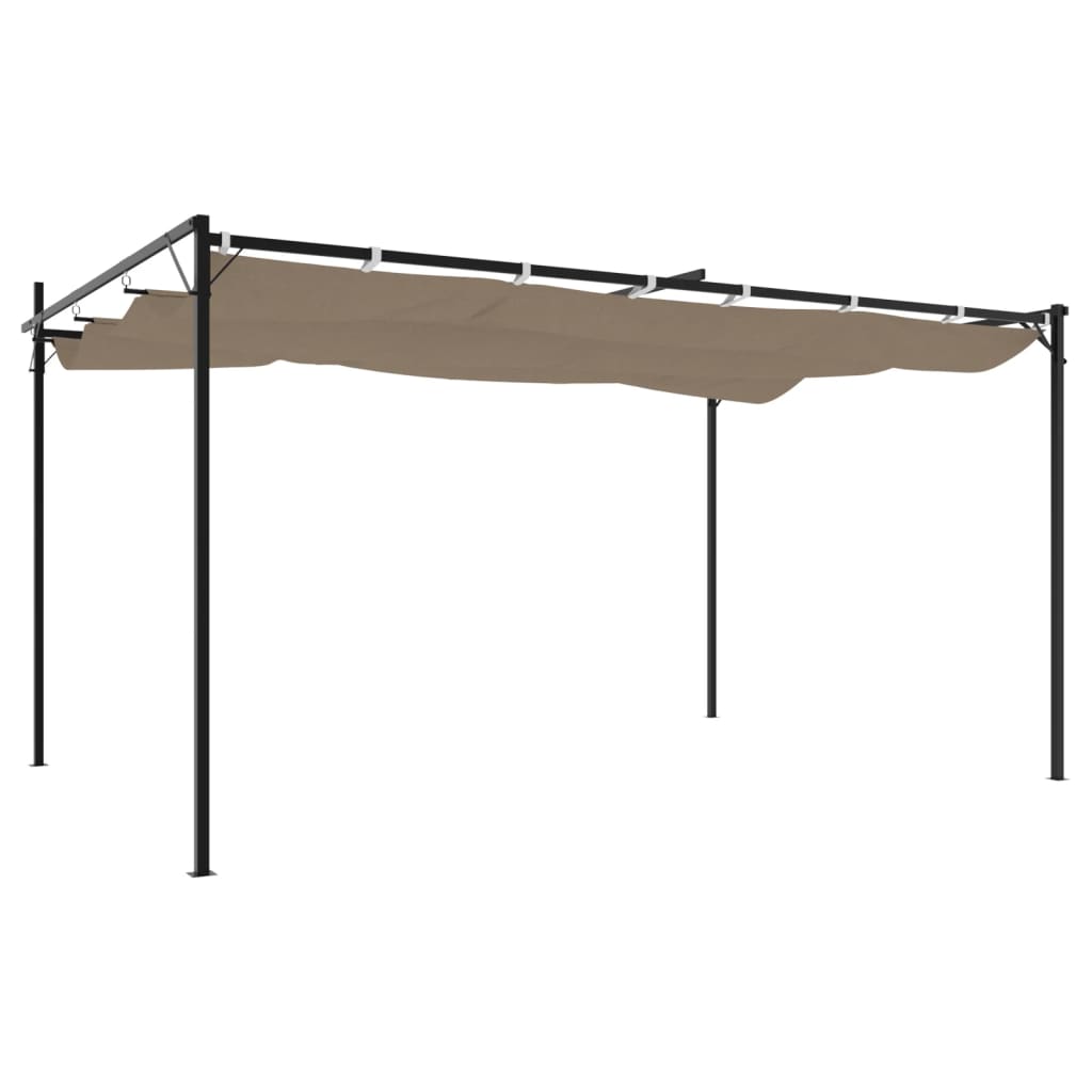 Pergolė su ištraukiamu stogu, taupe spalvos, 395x292x230cm Pergolė su ištraukiamu stogu, taupe spalvos, 395x292x230cm - Image 5