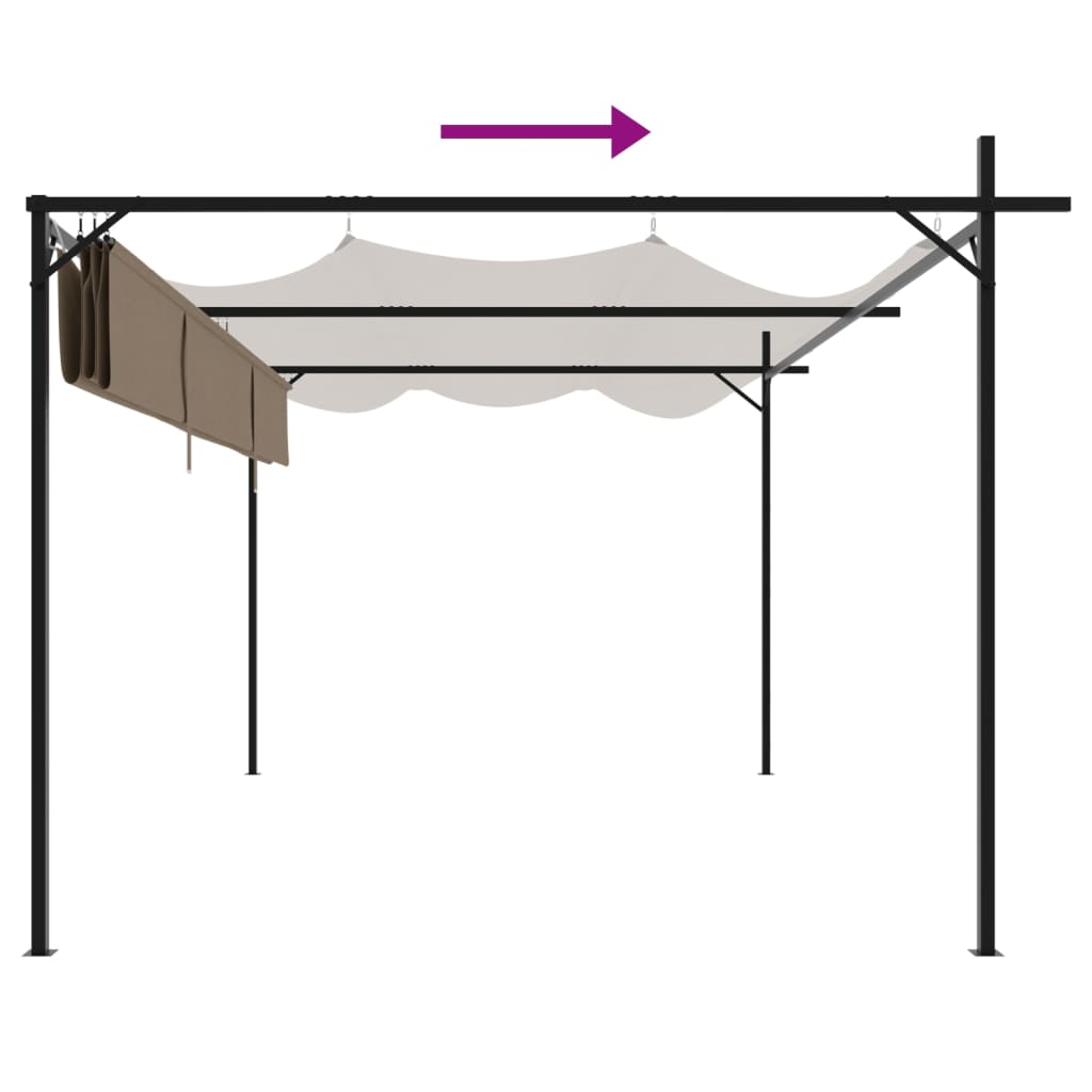 Pergolė su ištraukiamu stogu, taupe spalvos, 395x292x230cm Pergolė su ištraukiamu stogu, taupe spalvos, 395x292x230cm - Image 6