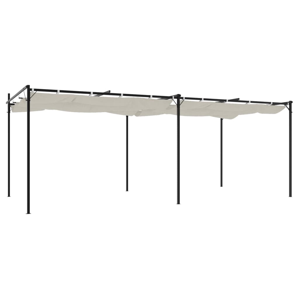 Pergolė su ištraukiamu stogu, kreminės spalvos, 589x292x230cm Pergolė su ištraukiamu stogu, kreminės spalvos, 589x292x230cm - Image 5