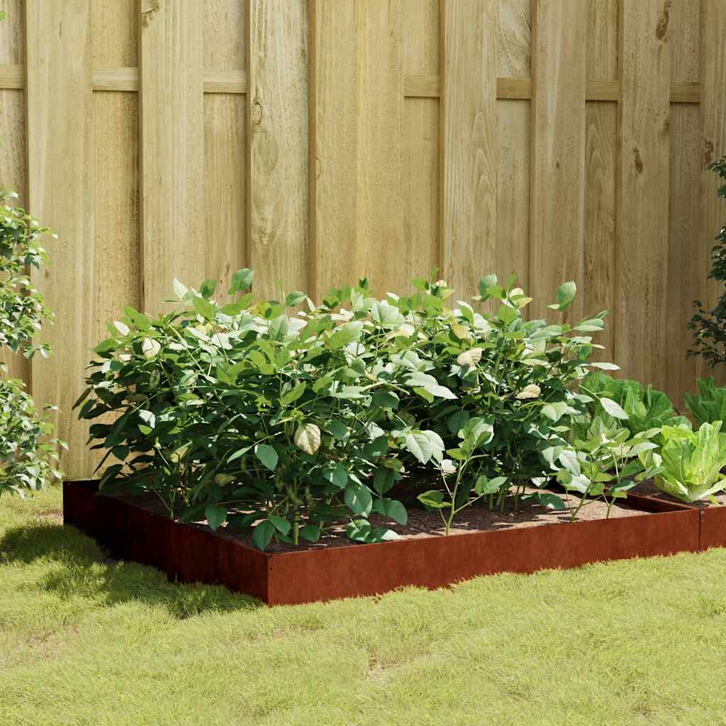 Aukštas sodo lovelis, 100x100x26cm, Corten plienas Aukštas sodo lovelis, 100x100x26cm, Corten plienas - Image 2