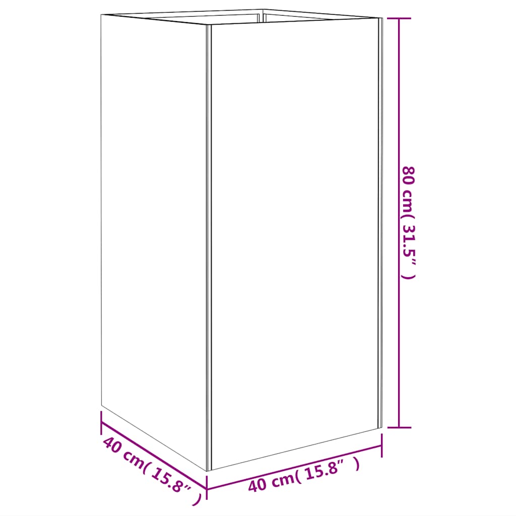 Lovelis, 40x40x80cm, Corten plienas Lovelis, 40x40x80cm, Corten plienas