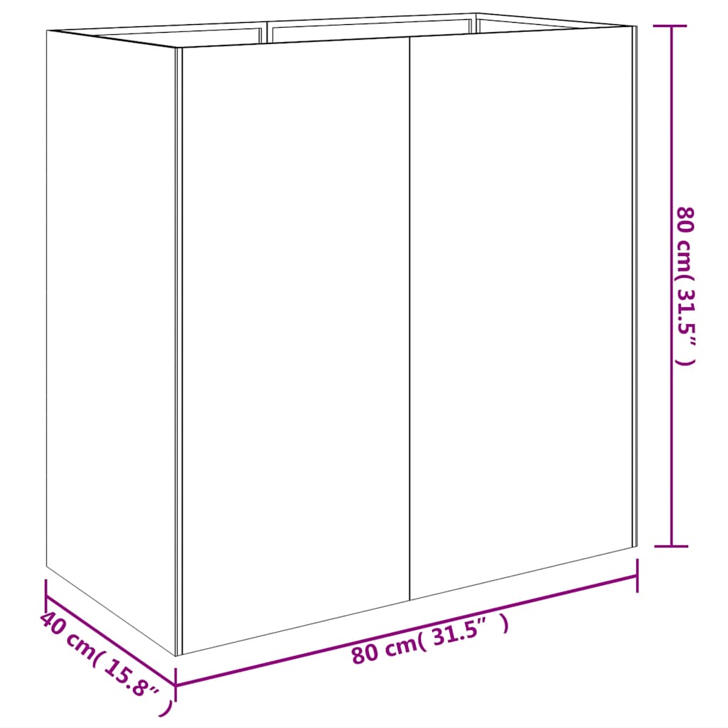 Lovelis, 80x40x80cm, Corten plienas Lovelis, 80x40x80cm, Corten plienas