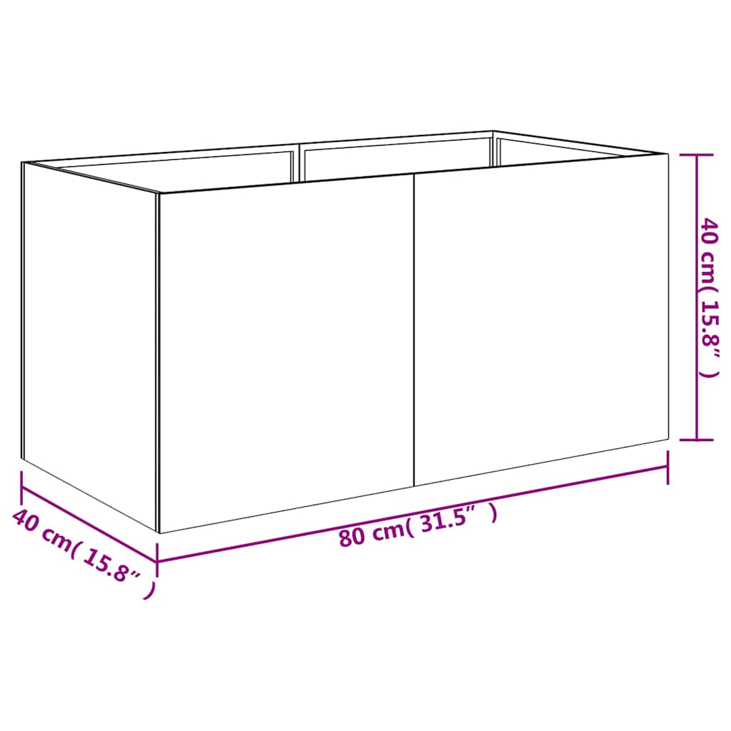 Lovelis, 80x40x40cm, Corten plienas Lovelis, 80x40x40cm, Corten plienas