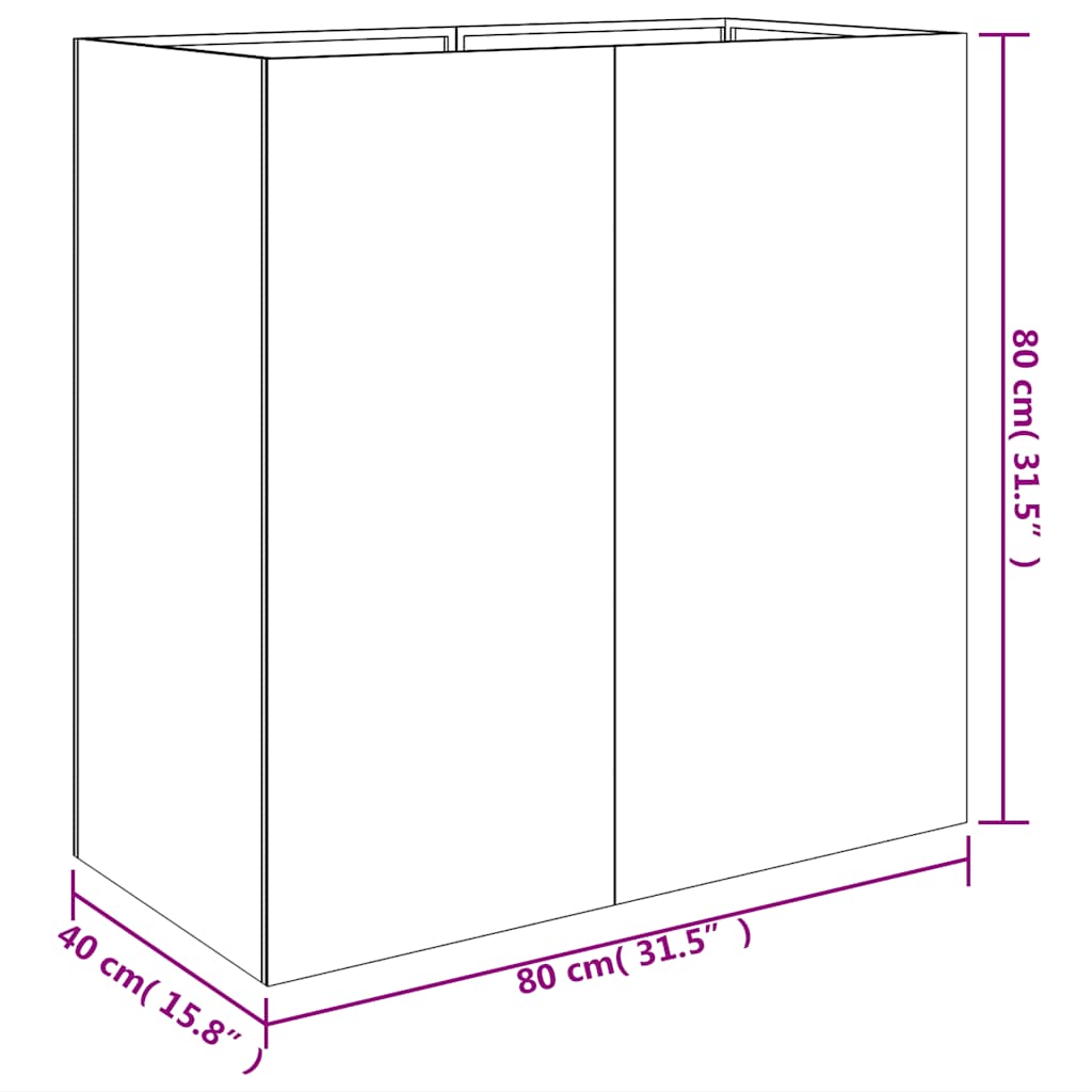 Lovelis, 40x80x80cm, Corten plienas Lovelis, 40x80x80cm, Corten plienas