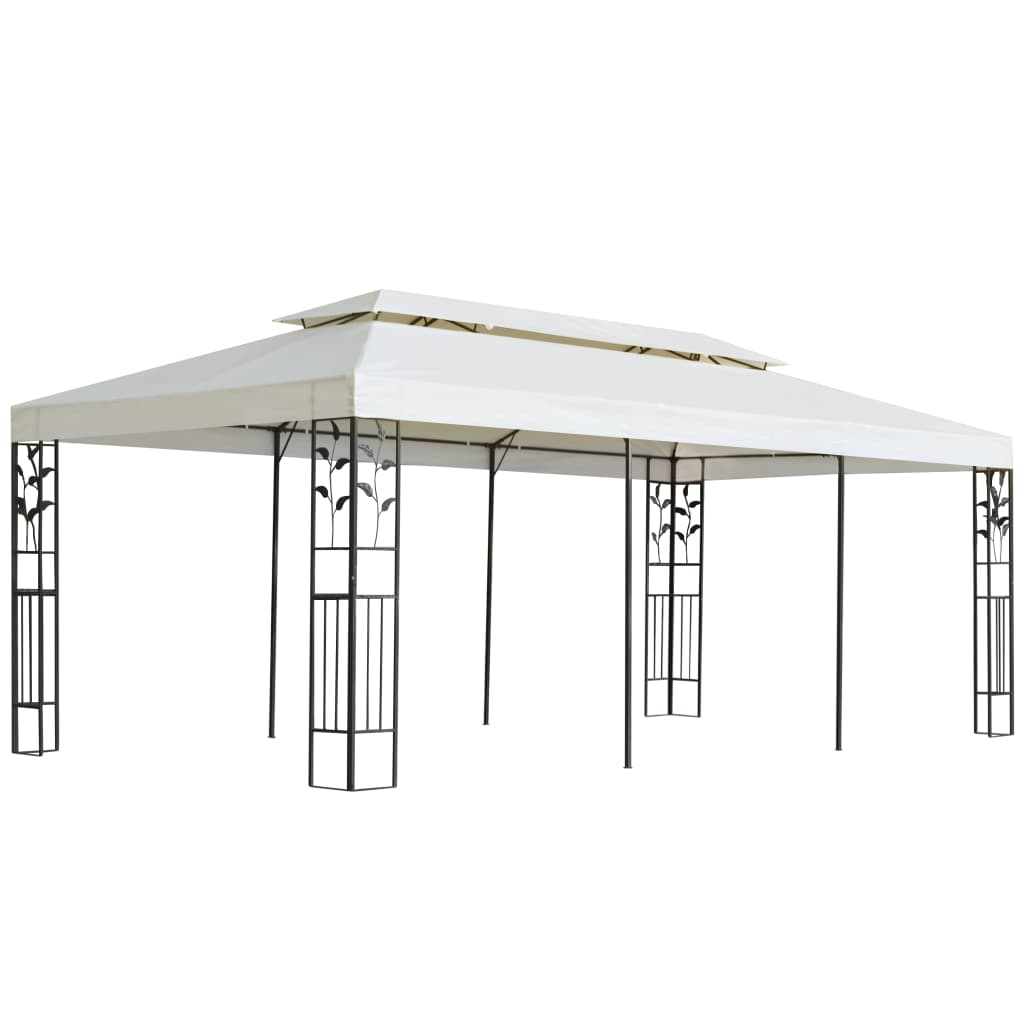 Pavėsinė su dvigubu stogu, baltos spalvos, 6x3m, plienas Pavėsinė su dvigubu stogu, baltos spalvos, 6x3m, plienas - Image 2