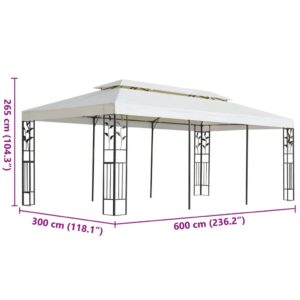 Pavėsinė su dvigubu stogu, baltos spalvos, 6x3m, plienas