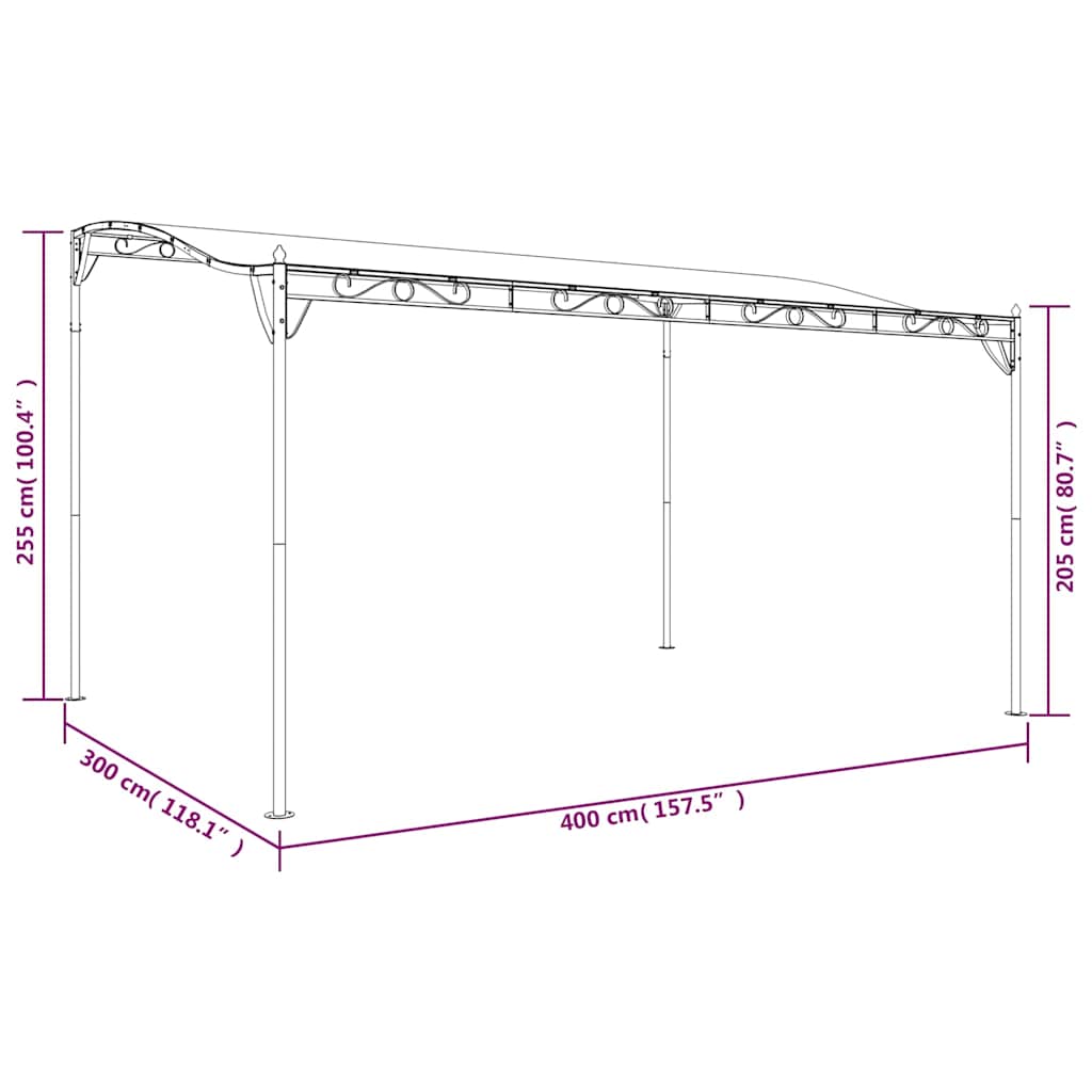 Stoginė, kreminės spalvos, 4x3m, audinys ir plienas, 180g/m² Stoginė, kreminės spalvos, 4x3m, audinys ir plienas, 180g/m²