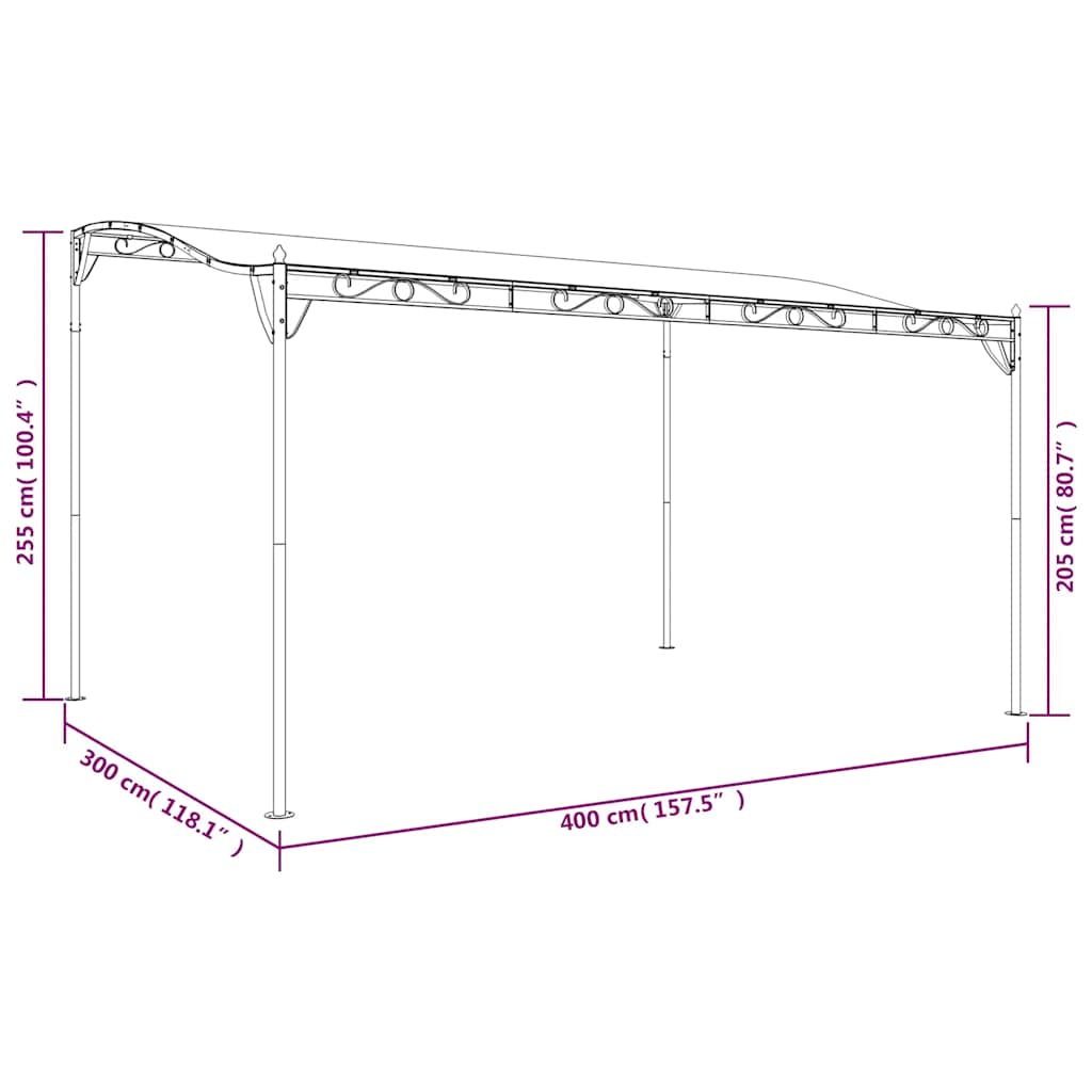 Stoginė, antracito spalvos, 4x3m, audinys ir plienas, 180g/m² Stoginė, antracito spalvos, 4x3m, audinys ir plienas, 180g/m²