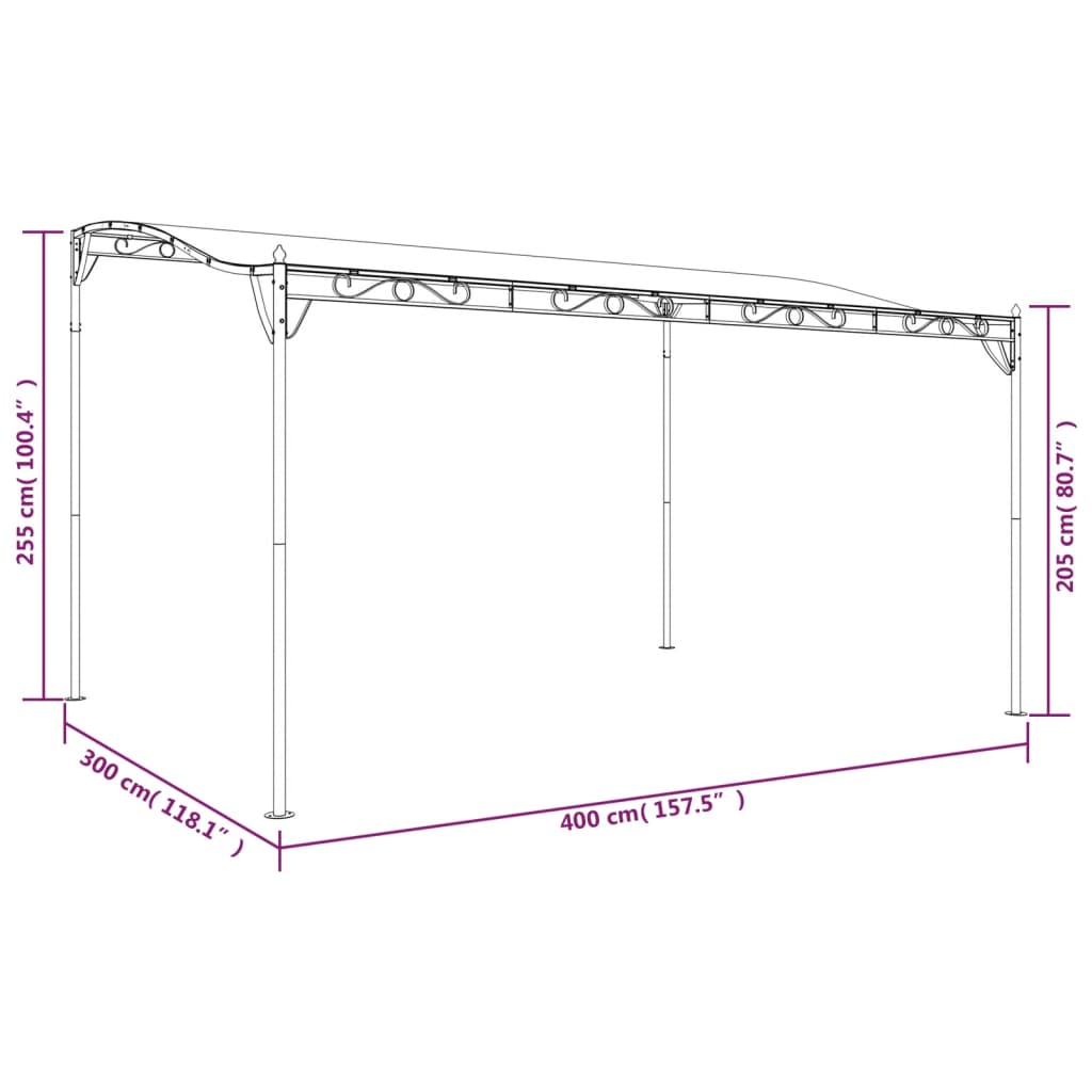 Stoginė, taupe spalvos, 4x3m, audinys ir plienas, 180g/m² Stoginė, taupe spalvos, 4x3m, audinys ir plienas, 180g/m²