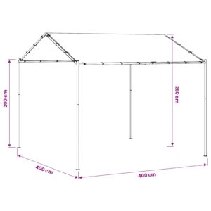 Pavėsinė 4 x 4 x 2,6 m Balta Plienas ir poliesteris 180 gsm