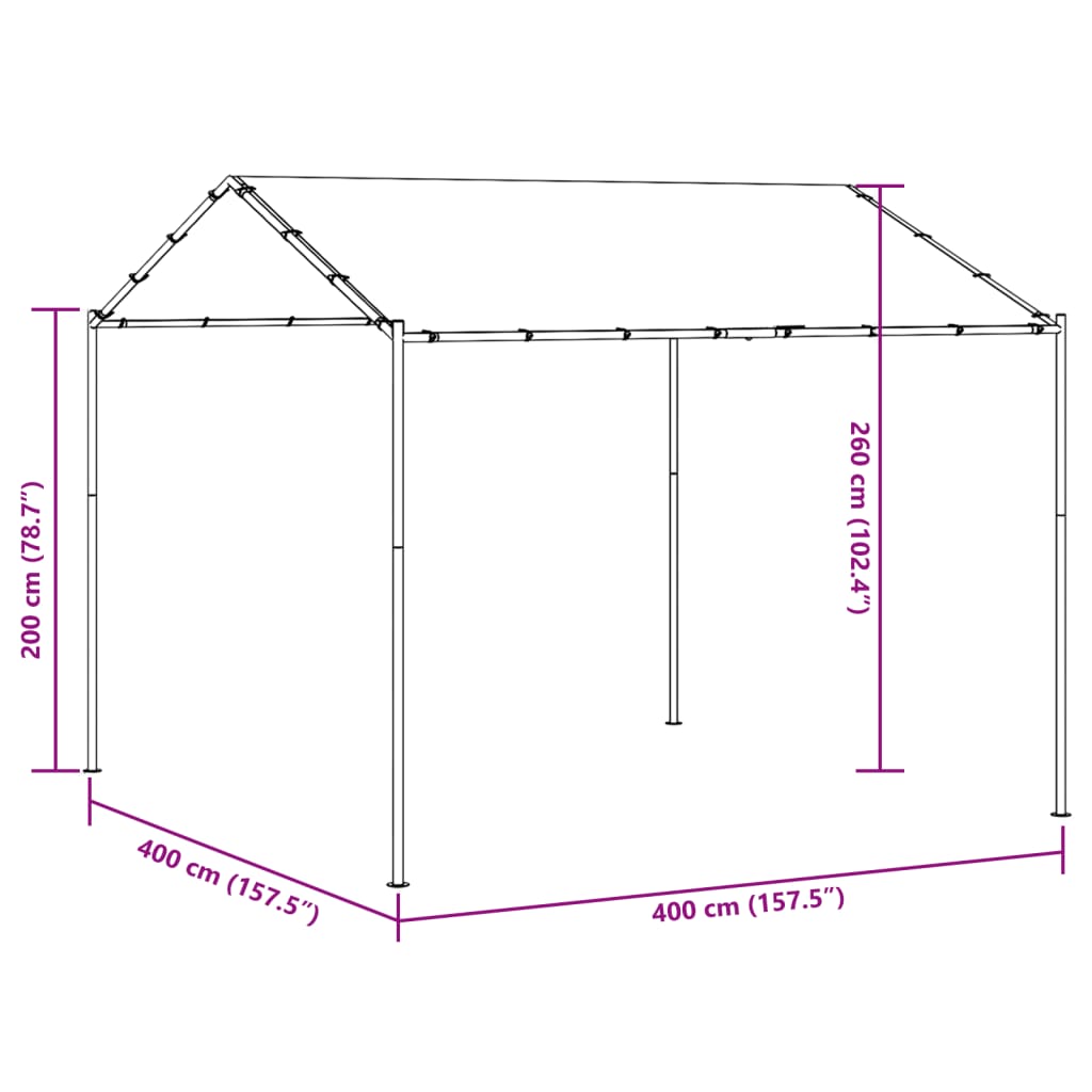 Tentinė palapinė, antracito spalvos, 4x4m, plienas ir audinys Tentinė palapinė, antracito spalvos, 4x4m, plienas ir audinys