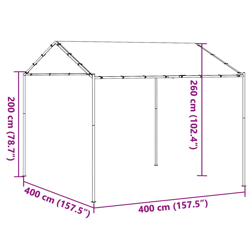 Tentinė palapinė, smėlio spalvos, 4×4 m, plienas ir audinys Tentinė palapinė, smėlio spalvos, 4x4 m, plienas ir audinys