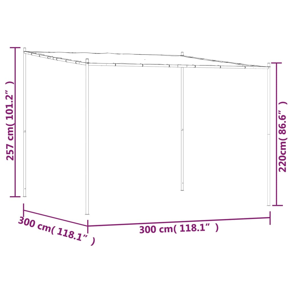 Pavėsinė, antracito spalvos, 3x3m, audinys ir plienas, 180g/m² Pavėsinė, antracito spalvos, 3x3m, audinys ir plienas, 180g/m²