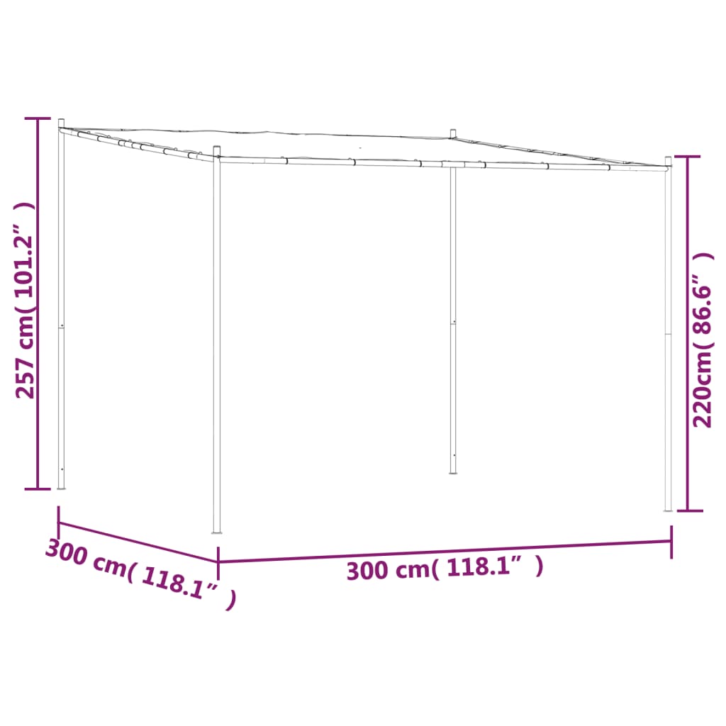 Pavėsinė, smėlio spalvos, 3x3m, audinys ir plienas, 180g/m² Pavėsinė, smėlio spalvos, 3x3m, audinys ir plienas, 180g/m²