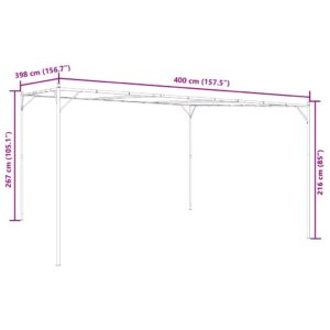 Pavėsinė, antracito spalvos, 4x4m, audinys ir plienas, 180g/m²