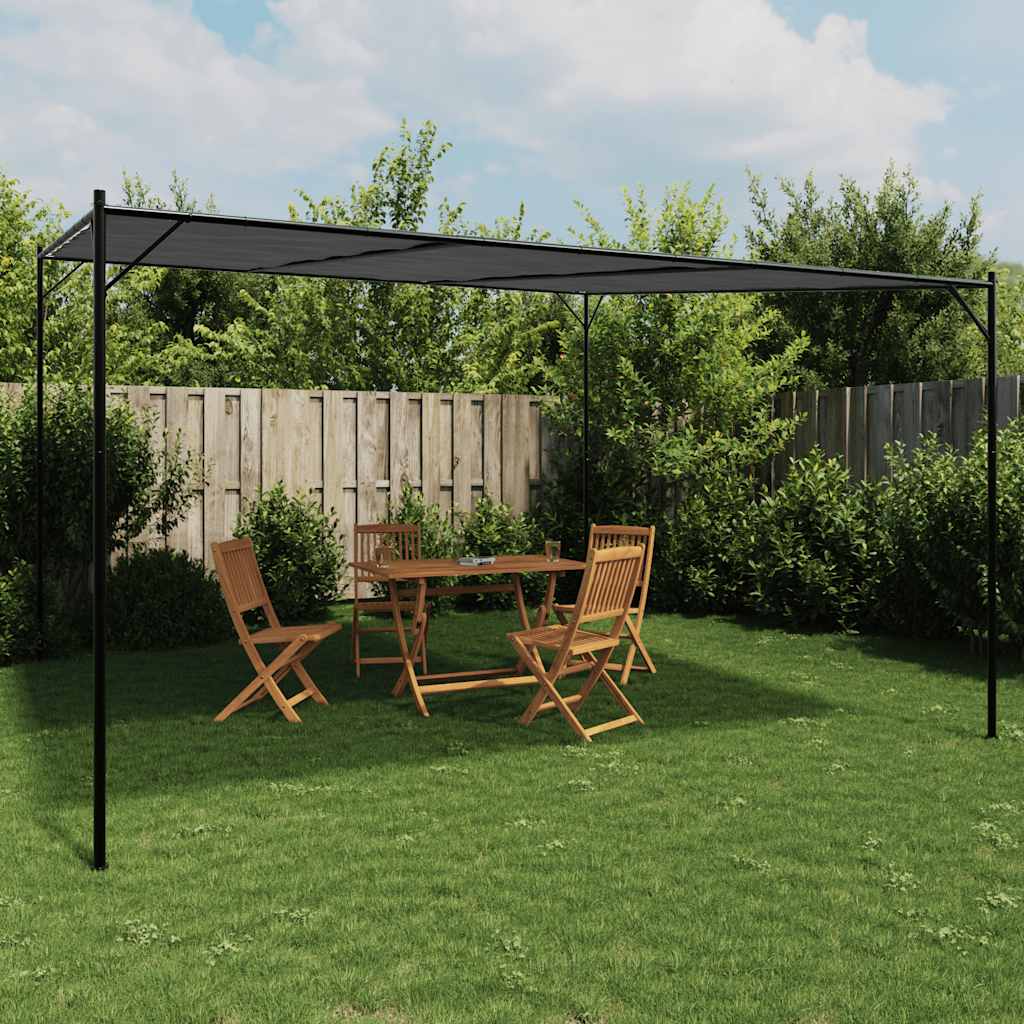 Pavėsinė, antracito spalvos, 4x4m, audinys ir plienas, 180g/m² Pavėsinė, antracito spalvos, 4x4m, audinys ir plienas, 180g/m² - Image 2