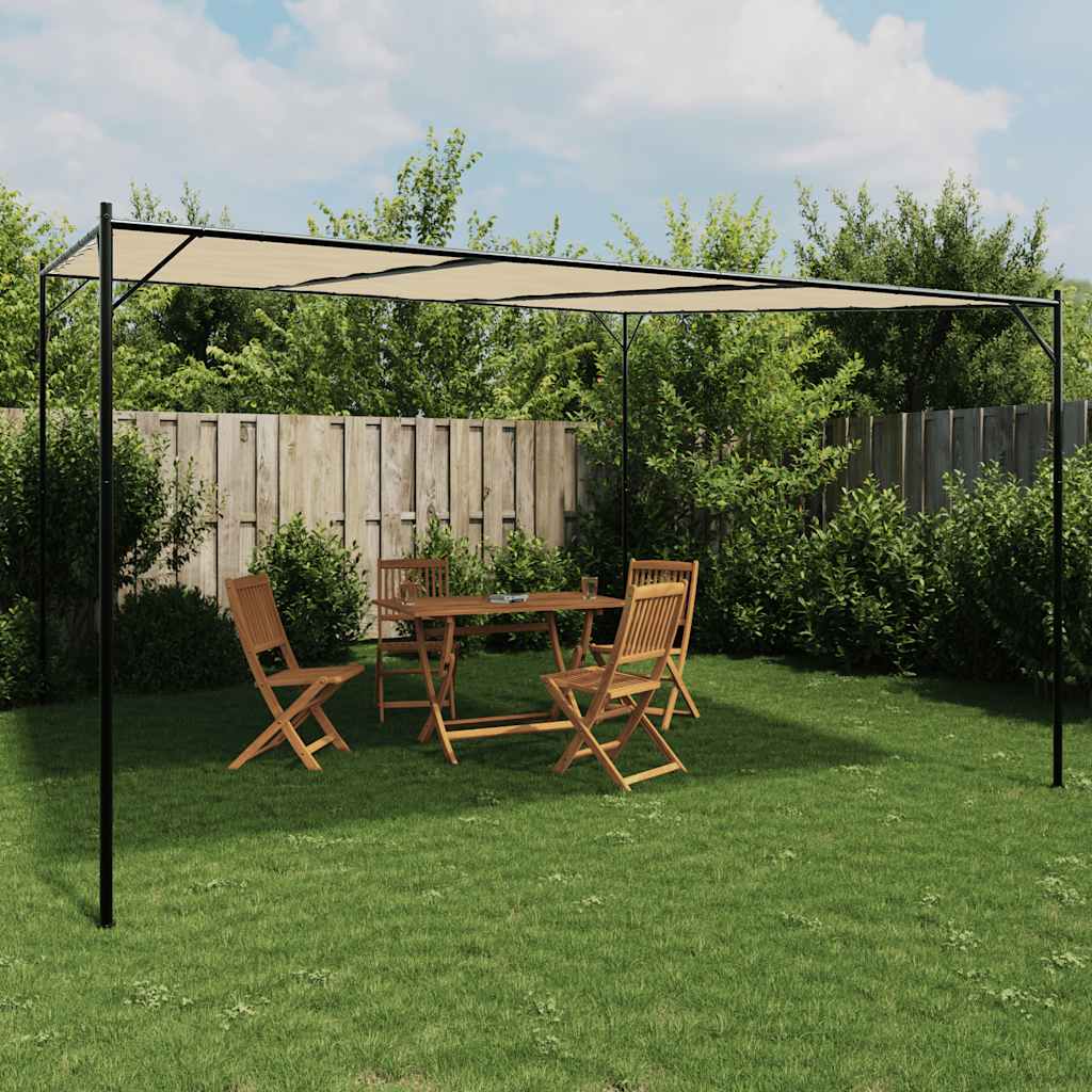 Pavėsinė, smėlio spalvos, 4x4m, audinys ir plienas, 180g/m² Pavėsinė, smėlio spalvos, 4x4m, audinys ir plienas, 180g/m² - Image 2