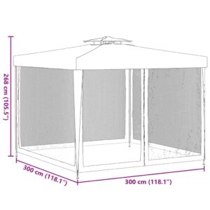 Pavėsinė su dvigubu stogu, antracito, 3x3x2,68m, audinys