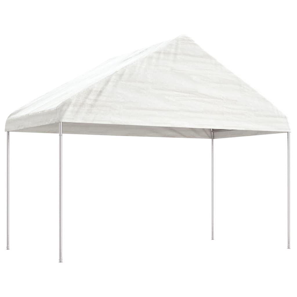 Pavėsinė su stogu, balta, 4,08×2,23×3,22m, polietilenas Pavėsinė su stogu, balta, 4,08x2,23x3,22m, polietilenas - Image 2