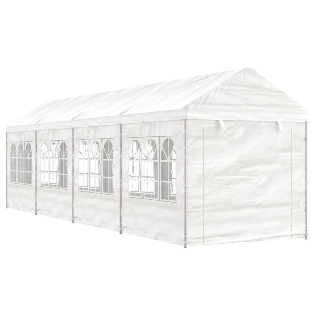 Pavėsinė su stogu, balta, 8,92×2,28×2,69m, polietilenas Pavėsinė su stogu, balta, 8,92x2,28x2,69m, polietilenas - Image 2