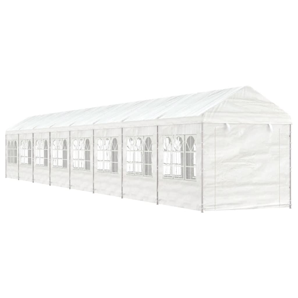 Pavėsinė su stogu, balta, 17,84×2,28×2,69m, polietilenas Pavėsinė su stogu, balta, 17,84x2,28x2,69m, polietilenas - Image 2