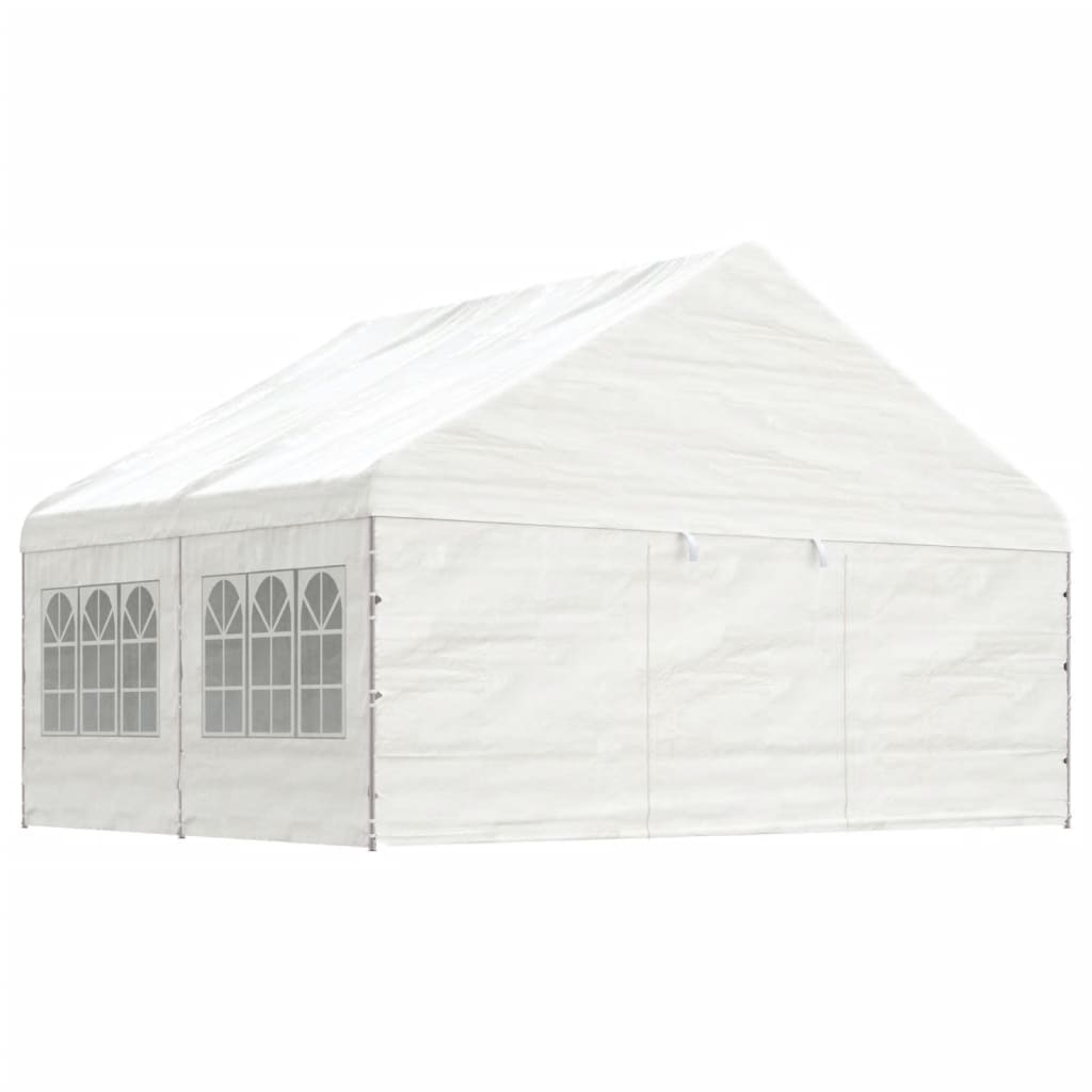 Pavėsinė su stogu, balta, 4,46×5,88×3,75m, polietilenas Pavėsinė su stogu, balta, 4,46x5,88x3,75m, polietilenas - Image 2