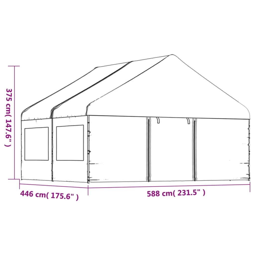 Pavėsinė su stogu, balta, 4,46×5,88×3,75m, polietilenas Pavėsinė su stogu, balta, 4,46x5,88x3,75m, polietilenas - Image 8