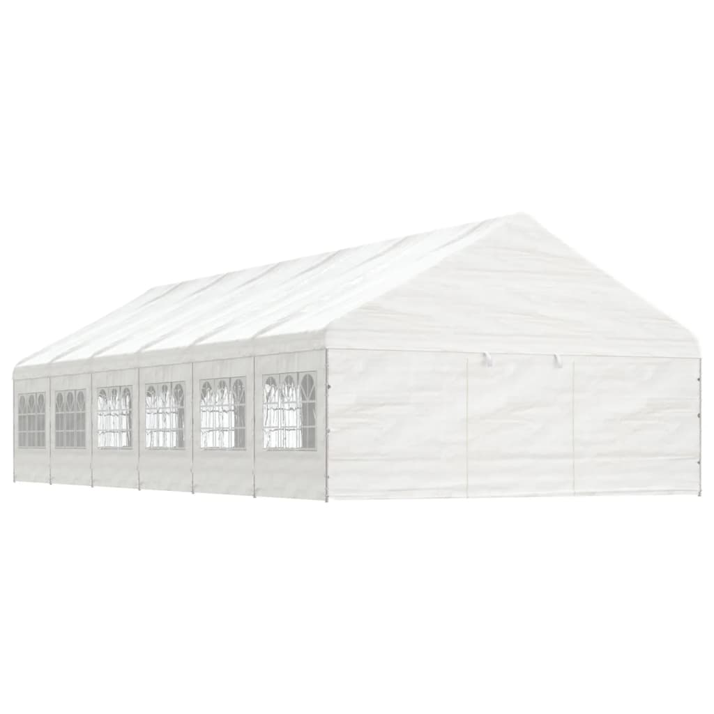 Pavėsinė su stogu, balta, 13,38×5,88×3,75m, polietilenas Pavėsinė su stogu, balta, 13,38x5,88x3,75m, polietilenas - Image 2