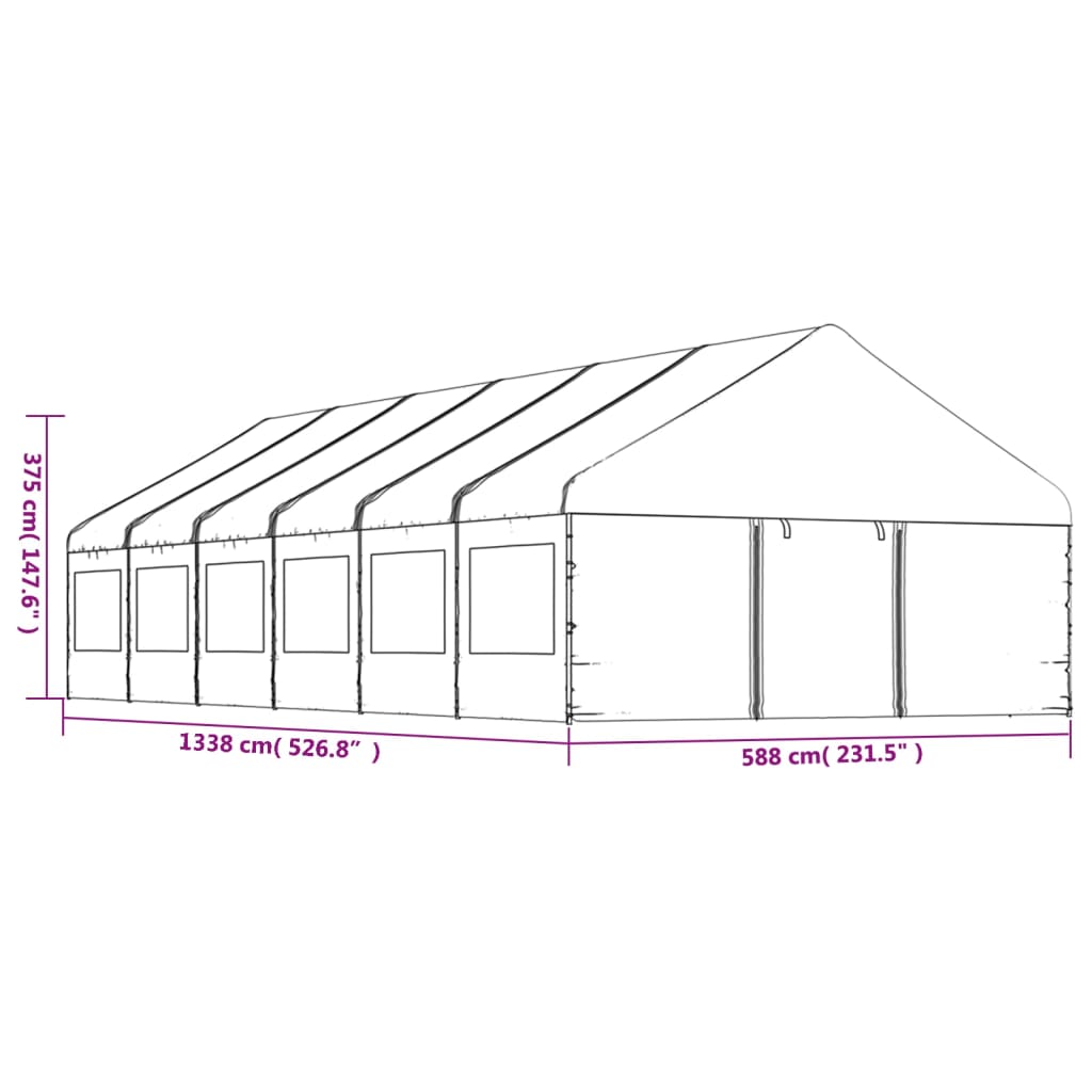 Pavėsinė su stogu, balta, 13,38×5,88×3,75m, polietilenas Pavėsinė su stogu, balta, 13,38x5,88x3,75m, polietilenas - Image 8