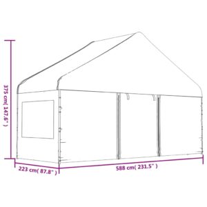 Pavėsinė su stogu, balta, 13,38x5,88x3,75m, polietilenas
