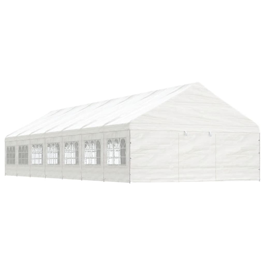 Pavėsinė su stogu, balta, 15,61×5,88×3,75m, polietilenas Pavėsinė su stogu, balta, 15,61x5,88x3,75m, polietilenas - Image 2