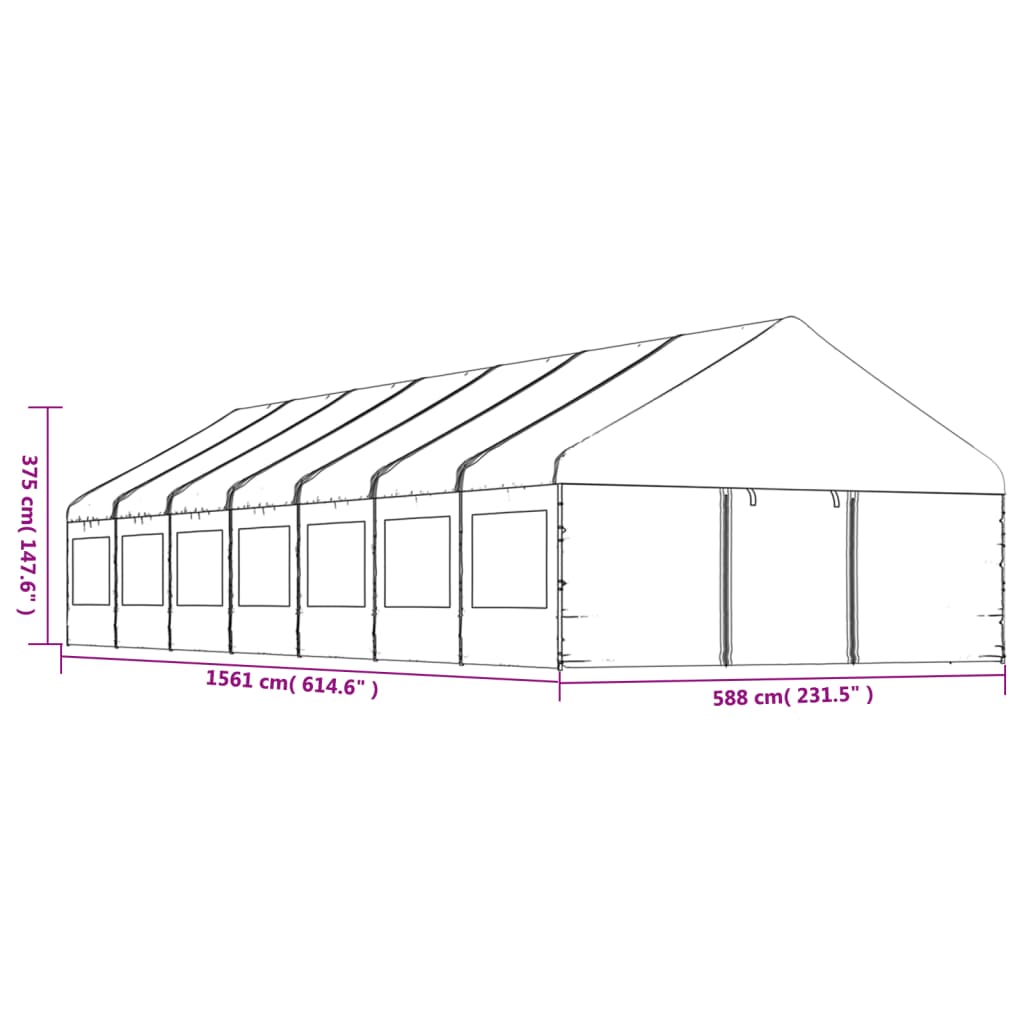 Pavėsinė su stogu, balta, 15,61×5,88×3,75m, polietilenas Pavėsinė su stogu, balta, 15,61x5,88x3,75m, polietilenas - Image 8