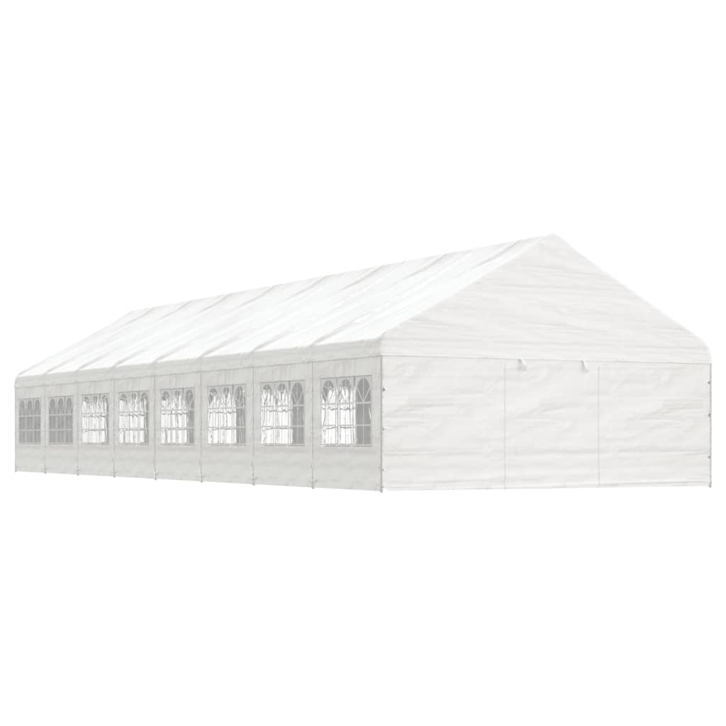 Pavėsinė su stogu, balta, 17,84×5,88×3,75m, polietilenas Pavėsinė su stogu, balta, 17,84x5,88x3,75m, polietilenas - Image 2