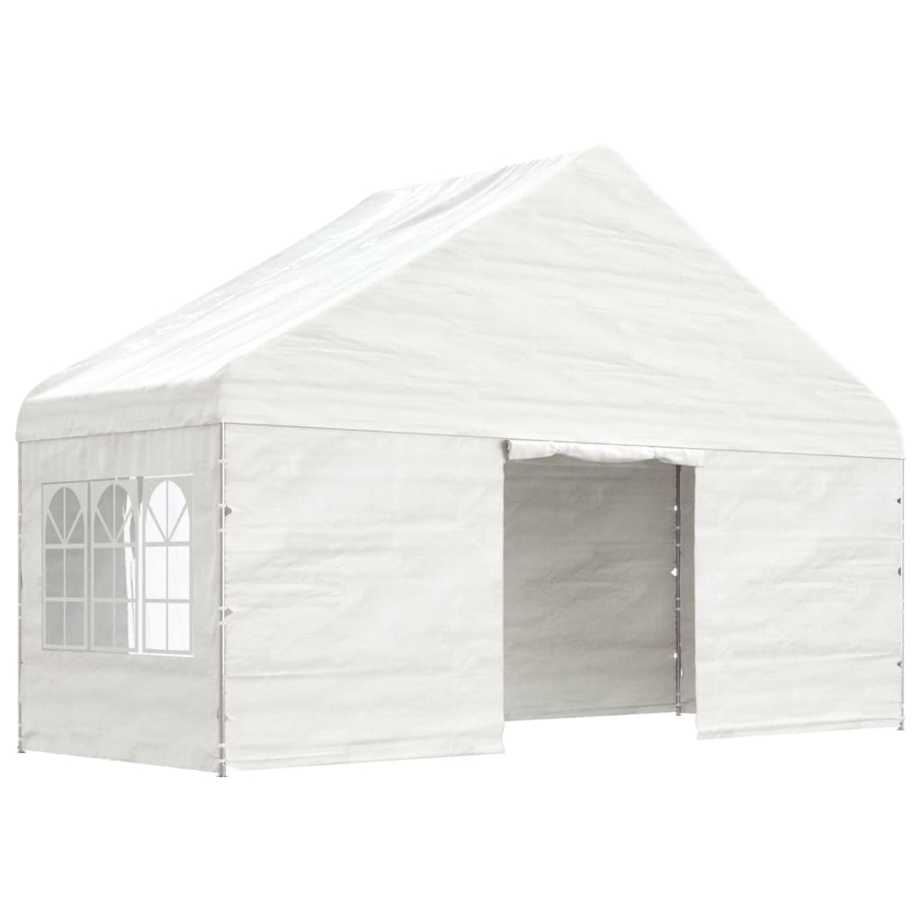 Pavėsinė su stogu, balta, 17,84×5,88×3,75m, polietilenas Pavėsinė su stogu, balta, 17,84x5,88x3,75m, polietilenas - Image 4
