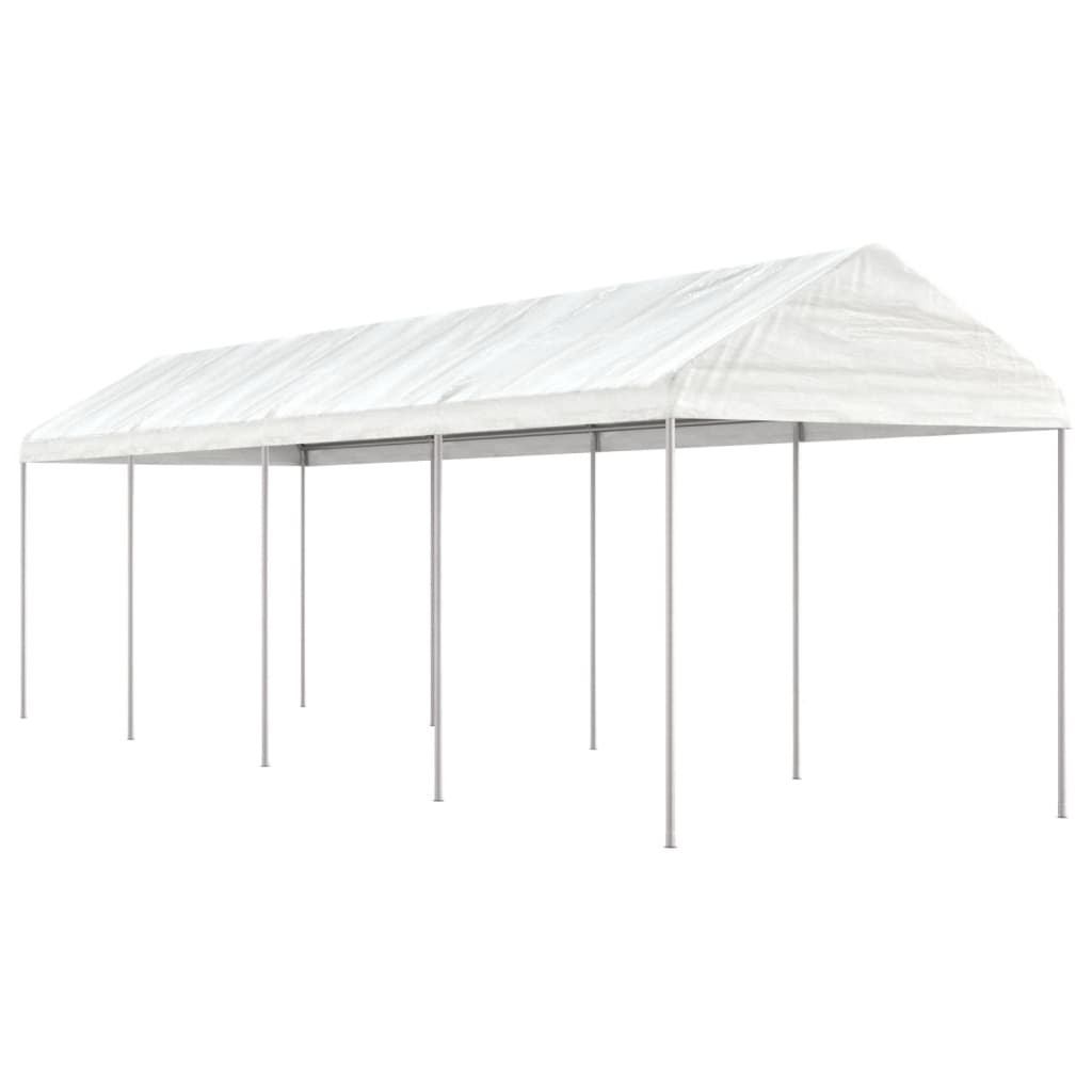 Pavėsinė su stogu, balta, 8,92×2,28×2,69m, polietilenas Pavėsinė su stogu, balta, 8,92x2,28x2,69m, polietilenas - Image 2