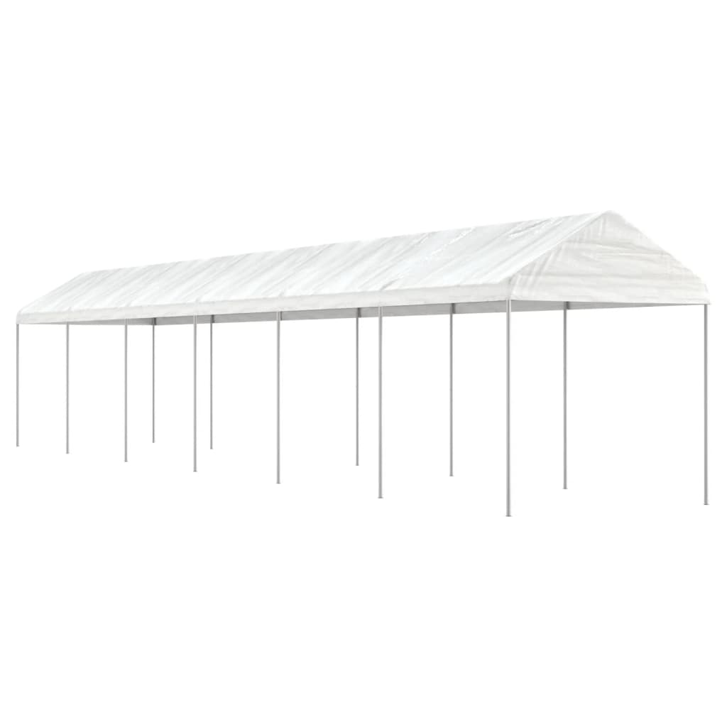 Pavėsinė su stogu, balta, 13,38×2,28×2,69m, polietilenas Pavėsinė su stogu, balta, 13,38x2,28x2,69m, polietilenas - Image 2