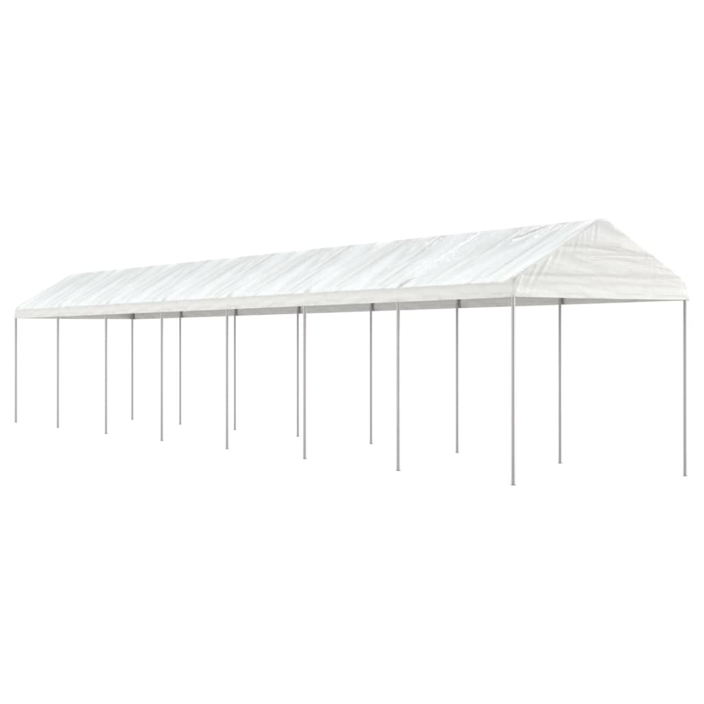 Pavėsinė su stogu, balta, 15,61×2,28×2,69m, polietilenas Pavėsinė su stogu, balta, 15,61x2,28x2,69m, polietilenas - Image 2