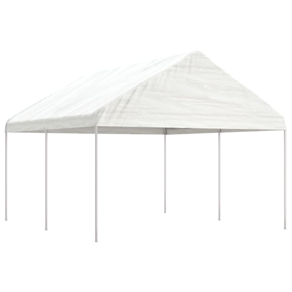 Pavėsinė su stogu, balta, 4,46×4,08×3,22m, polietilenas Pavėsinė su stogu, balta, 4,46x4,08x3,22m, polietilenas - Image 2