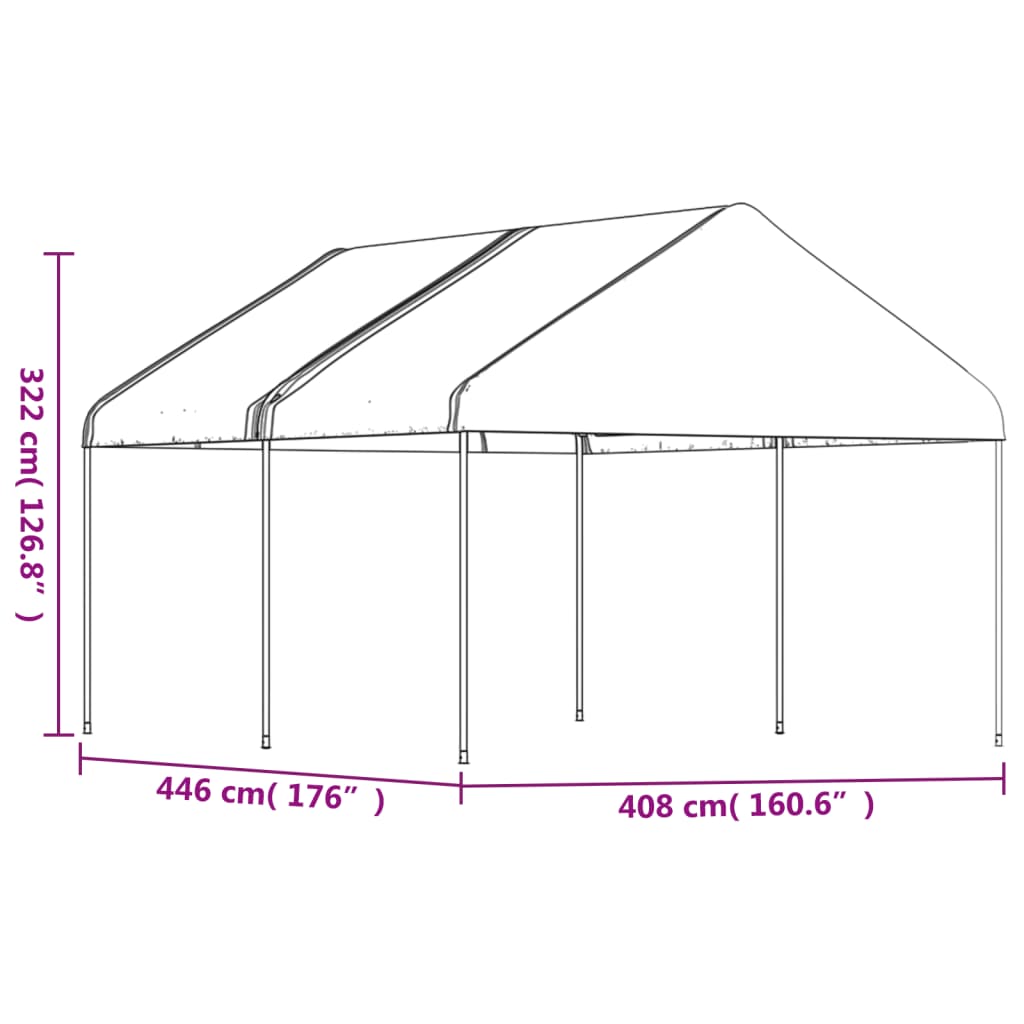 Pavėsinė su stogu, balta, 4,46×4,08×3,22m, polietilenas Pavėsinė su stogu, balta, 4,46x4,08x3,22m, polietilenas - Image 5