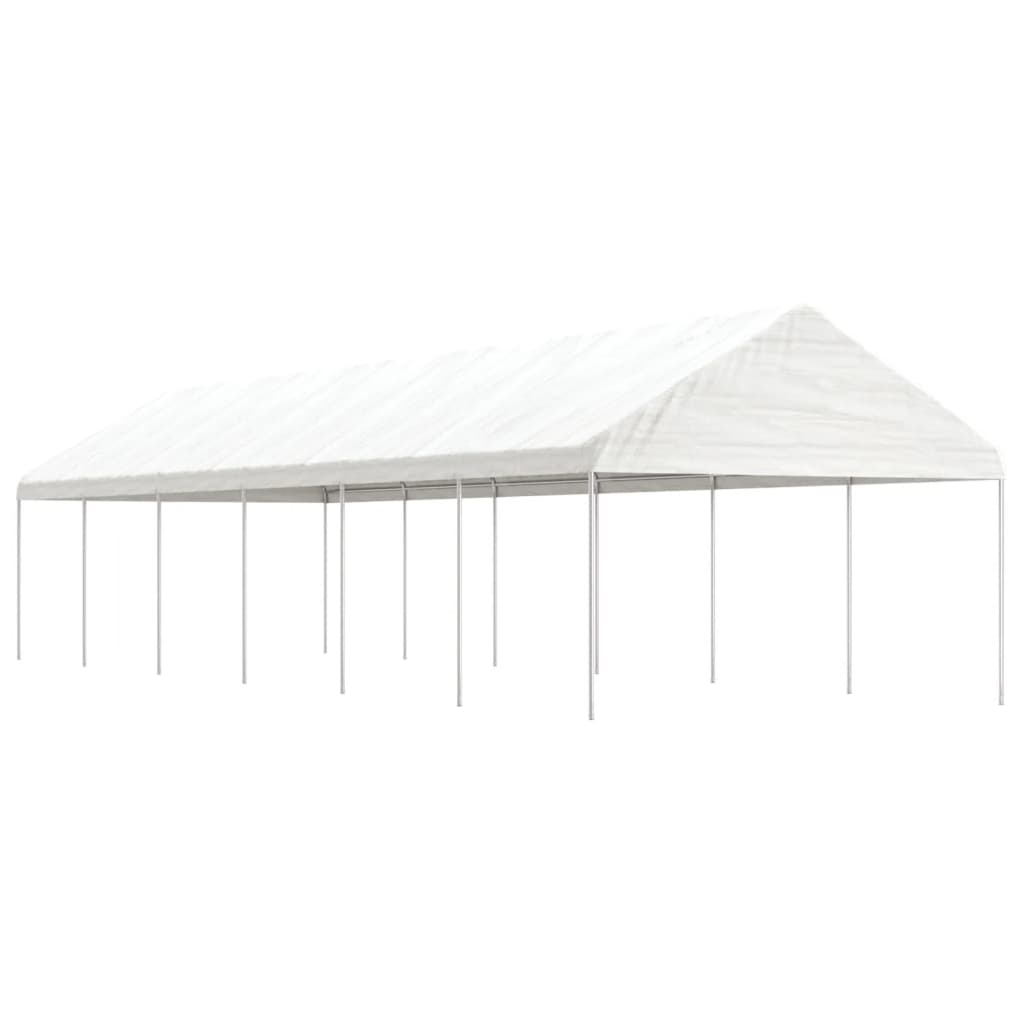 Pavėsinė su stogu, balta, 13,38×4,08×3,22m, polietilenas Pavėsinė su stogu, balta, 13,38x4,08x3,22m, polietilenas - Image 2