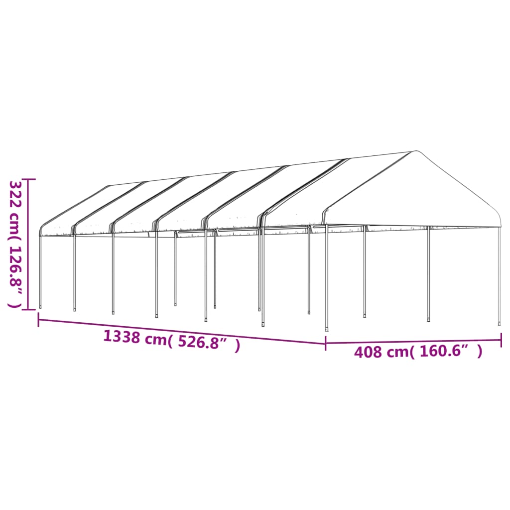 Pavėsinė su stogu, balta, 13,38×4,08×3,22m, polietilenas Pavėsinė su stogu, balta, 13,38x4,08x3,22m, polietilenas - Image 5
